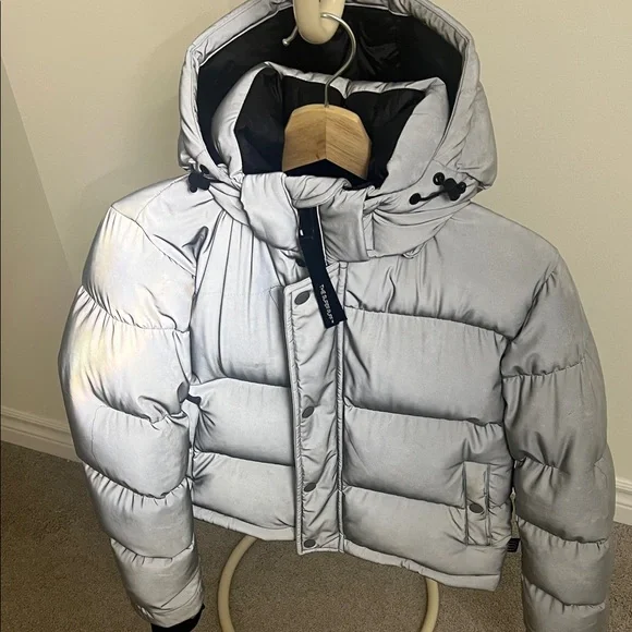 Aritzia Gray Reflective Super Puff Jacket - Picture 13 of 13